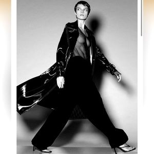 Yigal Azrouël Shiny Black Faux Leather Trench Coat